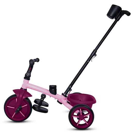 Детский трехколесный велосипед "CITYRIDE XTERRA". Рама сталь, сиденье съемное, складная крыша D600, подножки, колеса 11/9 EVA, корзина, подстаканник, розовый в Джамбо Тойз #7