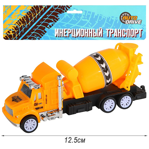 AUTODRIVE Машина "Бетономешалка" 12,5см инерционная, в/п 18,2*4*15,5см, , в Джамбо Тойз