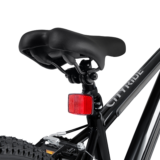 Велосипед двухколесный CITYRIDE, модель CR-B2-10FU, рама сталь, колеса алюминий 20", v-brake тормоза, встроенная в раму подсветка, подножка, цвет чёрный в Джамбо Тойз #12