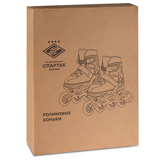 Роликовые коньки ФК Спартак, красный-белый, PU колеса, переднее колесо со светом, подшипники ABEC 7, пластиковый мысок, в/к 5сл гофорокартон в Джамбо Тойз #7