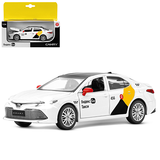 Яндекс Go машинка металлическая, 1:34 Toyota Camry, цвет белый, инерция, свет, озвучено Алисой, откр. двери, в/к 17,5*13,5*9 см в Джамбо Тойз