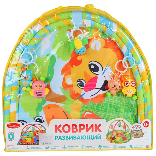 ТМ "Smart Baby"  Детский развивающий коврик с игрушками-погремушками, размер коврика 82х64 см, в/п  60х63х4см в Джамбо Тойз #2