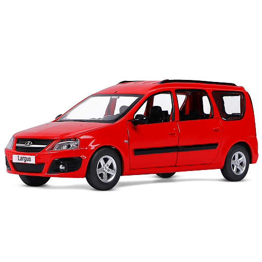 Машинка металлическая Автопанорама, инерционная, коллекционная модель LADA LARGUS, масштаб 1:24, свет, звук, открываются 4 двери, капот, багажник, красный, в/к 24,5*12,5*10,5 см в Джамбо Тойз #2