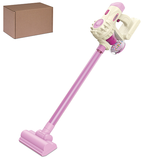 Бытовая техника "Пылесос 3в1" вертикальный,  на бат., с насадками, розовый, в/к 19х8,5х32,5 см, в Джамбо Тойз