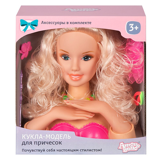 ТМ "Amore Bello" Кукла-модель для причесок и маникюра, в комплекте расческа, заколка, резинки для волос, бусы, в/к 27*11,5*25,5 см в Джамбо Тойз #3