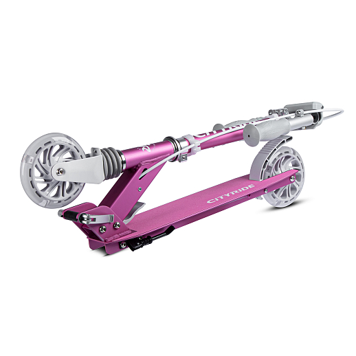 2хкол. самокат CITYRIDE 120MM, ал. 100%. Аморт. передний. Колеса PU 120/120 мм. Подшипники: Abec-9. Грипсы: резина. Хомуты анод, замок на руле. Ручной задний тормоз. Розовый в Джамбо Тойз #5
