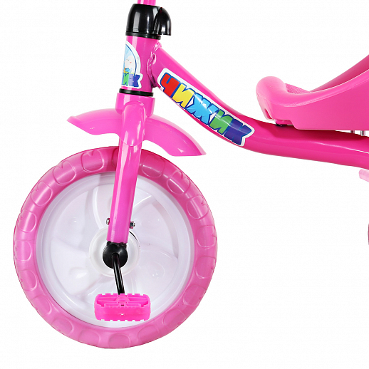 Детский трехколесный велосипед "Чижик" на пластиковых колесах 10/8. Корзинка сзади. Цвет розовый в Джамбо Тойз #6