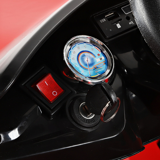 Электромобиль на аккумуляторе, колеса EVA (мягкие колеса), свет, звук, мр3, открываются двери, 115*60*50см. Цвет - красный в Джамбо Тойз #6