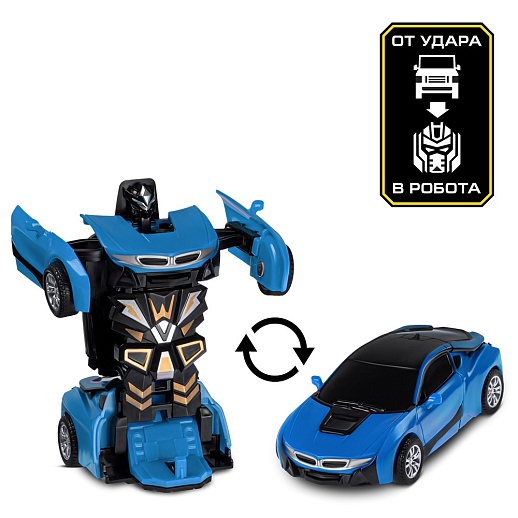 Машинка-робот фрикционная,трансформация в робота одной кнопкой,синяя, в/к 13,5*6,5*4,5 см в Джамбо Тойз #6