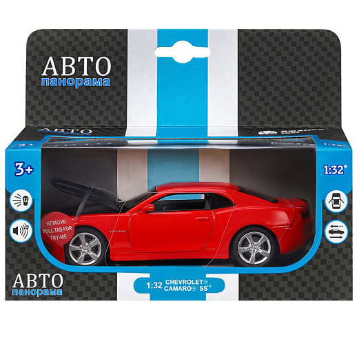 ТМ "Автопанорама" Машинка металлическая 1:32 Chevrolet Camaro SS, красный, свет, звук, откр. двери, капот и багажник, в/к 17,5*13,5*9 см в Джамбо Тойз #19