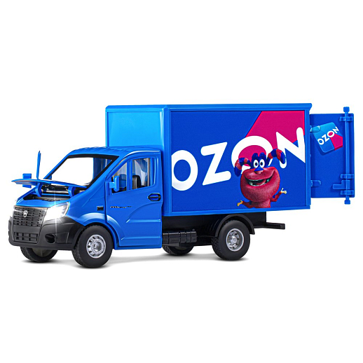 ТМ "Автопанорама" Машинка металлическая 1:28 ГАЗель NEXT OZON OZY, синий, откр. двери, задняя дверка фургона, свет, звук, инерция, в/к 24*14*12 см в Джамбо Тойз #4