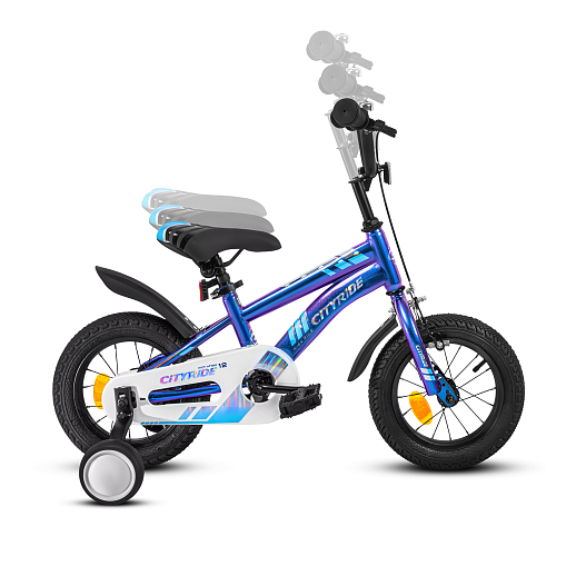 Велосипед CITYRIDE 12", модель CR-B2-07F41, рама сталь, обода сталь, ножной тормоз, балансирные колёса, цвет синий хамелеон в Джамбо Тойз #8
