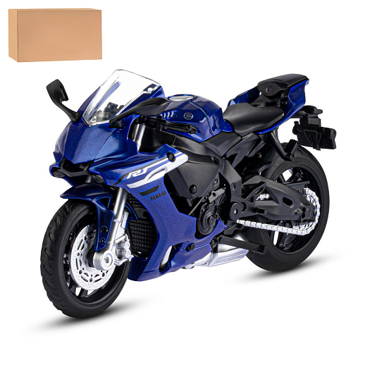 Игрушка для детей: Мотоцикл металлический 1:18 YAMAHA, цвет синий, свободный ход колес, артикул JB1251767 в Джамбо Тойз