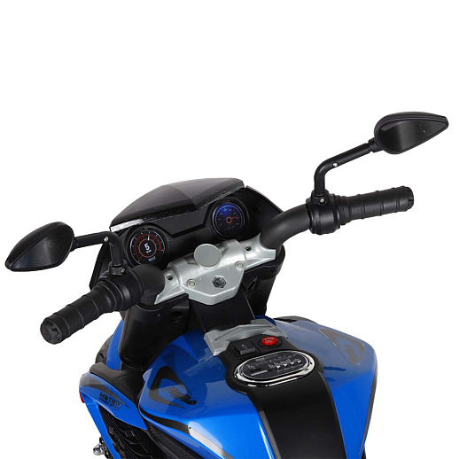 Электромотоцикл детский двухколесный на аккумуляторе 2 двигателя, USB, MP3, колеса пластик, свет LED. Цвет синий в Джамбо Тойз #6
