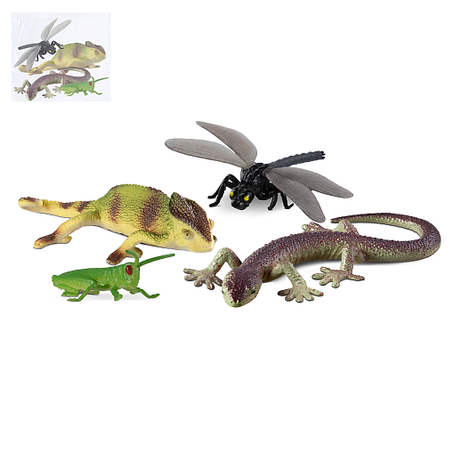 ТМ "КОМПАНИЯ ДРУЗЕЙ", серия "Животные планеты Земля", набор животных "Ящерицы и насекомые", 4 шт, в/п в Джамбо Тойз