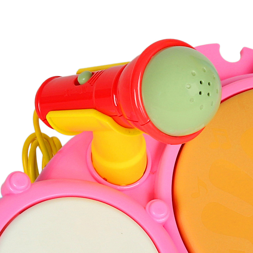 Детская барабанная установка с микрофоном, свет, звук эфф, цв.розовый, в/к  31*18*19см в Джамбо Тойз #5