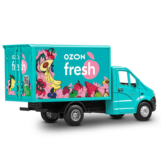 ТМ "Автопанорама" Машинка металлическая 1:28 ГАЗель NEXT OZON fresh, зеленый, откр. двери, задняя дверка фургона, свет, звук, инерция, в/к 24*14*12 см в Джамбо Тойз #11
