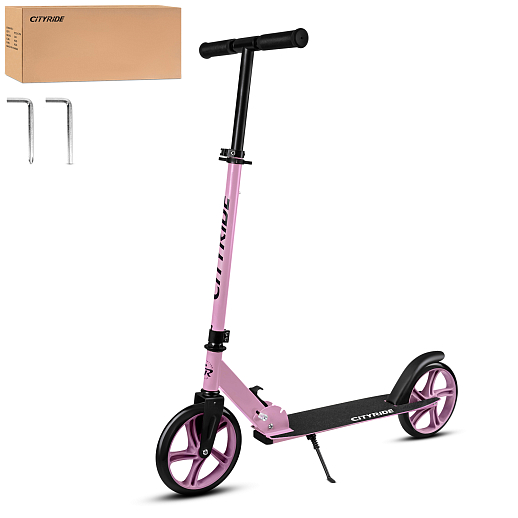 2хкол. самокат CITYRIDE 200, сталь 100%, грипсы 135мм TPR, колеса PU 200/200 мм. Розовый в Джамбо Тойз