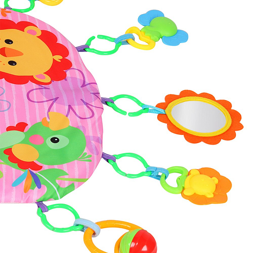 Детский развивающий коврик "Животные", овальной формы,   подушечка и подвески в комплекте, цвет розовый,  38*8*25 см в Джамбо Тойз #12