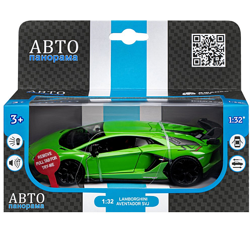 ТМ "Автопанорама" Машинка металлическая 1:32 Lamborghini SVJ, зеленый, откр. двери и багажник, свет, звук, инерция,  в/к 17,5*12,5*6,5 см в Джамбо Тойз #3