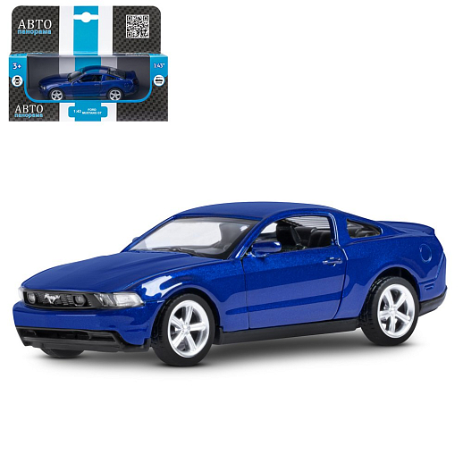 ТМ "Автопанорама" Машинка металлическая 1:43 Ford Mustang GT, синий, откр. двери, инерция, в/к 17,5*12,5*6,5 см в Джамбо Тойз