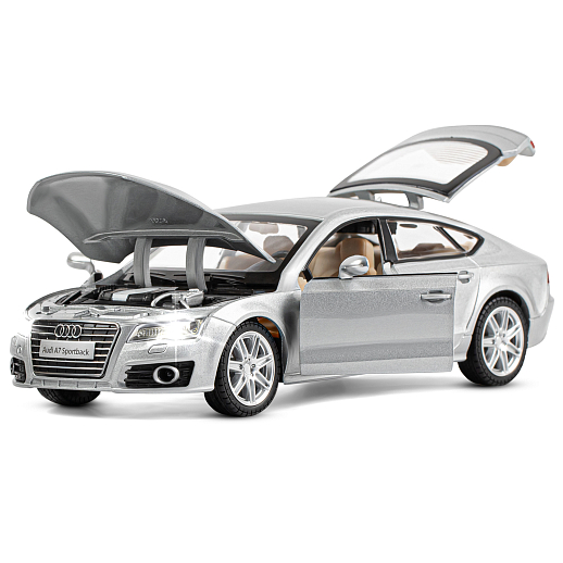 ТМ "Автопанорама" Машинка металлическая 1:24 Audi A7, серебряный, откр. двери, капот и багажник, свет, звук, свободный ход колес, в/к 24,5*12,5*10,5 см в Джамбо Тойз #5