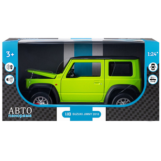 ТМ "Автопанорама" Машинка металлическая, 1:18, Suzuki Jimny, зеленый, открываются двери, капот и багажник, свободный ход колес, световые и звуковые эффекты, в/к 24,5х12,5х10,5 см в Джамбо Тойз #4