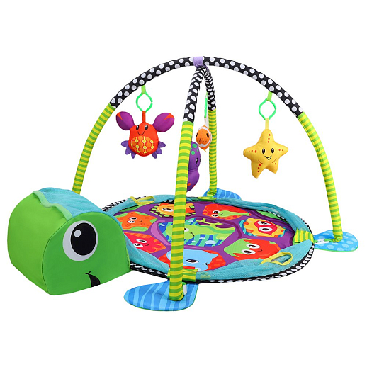 Детский развивающий коврик "Черепаха", высокие бортики, мягкие дуги и подвески, 12 шариков в комплекте,  46*11*43 см в Джамбо Тойз #16