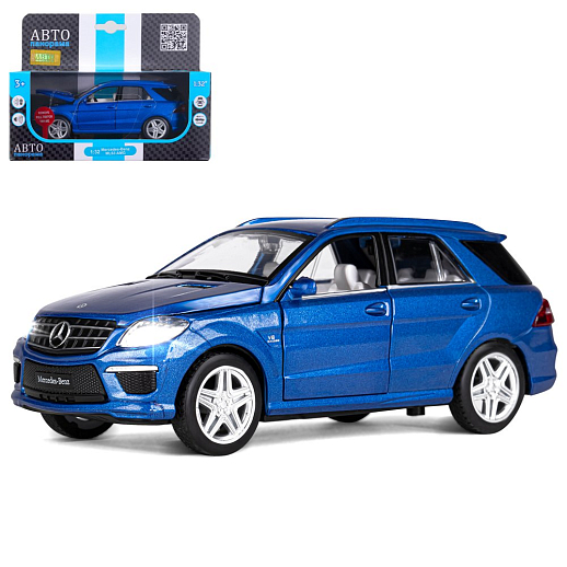 ТМ "Автопанорама" Машинка металлическая 1:32 Mercedes-Benz ML63 AMG, синий, свет, звук, откр. двери, капот и багажник, инерция, в/к 17,5*13,5*9 см в Джамбо Тойз