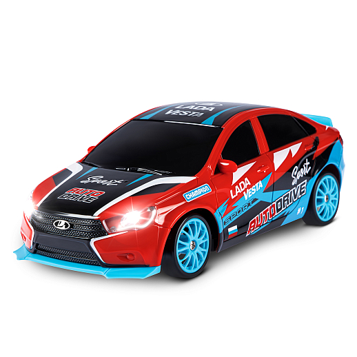AUTODRIVE Р/У Машина для дрифта LADA Vesta,М1:24,2.4GHz,4WD,свет фар,4 доп.колеса,конусы,с аккум.,цв. красный,в/к 20,5*13*12см в Джамбо Тойз #6