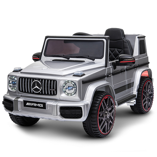 Электромобиль Mercedes Benz AMG на аккум.,12V/4.5AH*1, 380*2, Р/У 2.4GHz, свет, звук, сиденье эко-кожа, колеса EVA,откр.двери,индик.зарядки, MP3, плавн.старт, в/к 105*55*33см. Цвет - серебро. в Джамбо Тойз #5