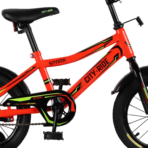 Детский велосипед City-Ride Spark , рама сталь , диск 14 сталь , крылья пластик, страх.колеса, цвет Красный в Джамбо Тойз #3