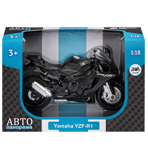 ТМ "Автопанорама" Мотоцикл металл. 1:18 YAMAHA YZF-R1, черный, свободный ход колес, в/к 9,2 х 4,5 х 14 см в Джамбо Тойз #4