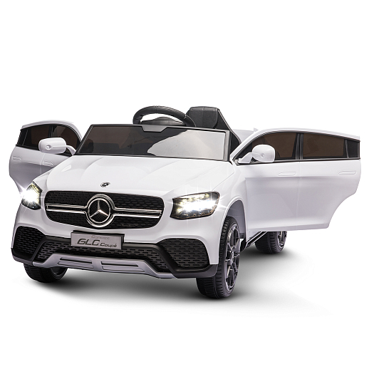 Электромобиль Mercedes Benz GLC Coupe на аккум.,12V/4.5AH*1, 380*2, Р/У 2.4GHz, свет, звук, сиденье эко-кожа, колеса EVA,откр.двери, MP3, плавн.старт, в/к 108*56,5*36,5. Цвет - белый. в Джамбо Тойз #10