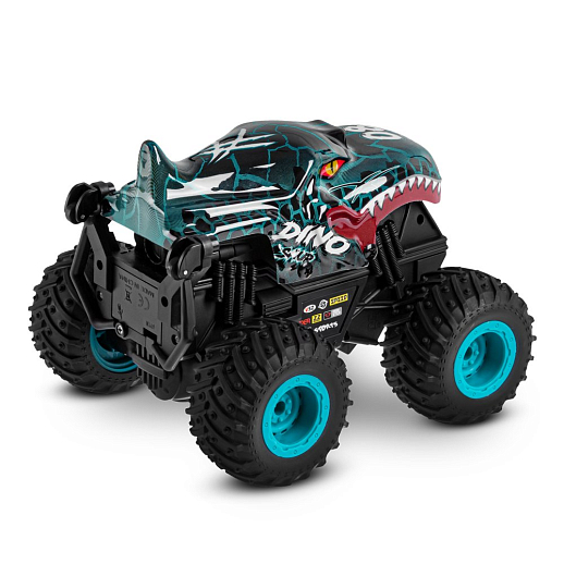 Р/у монстр-трак Динозавр, перевертыш, 1:20, 2.4GHz, 3D подсветка корпуса, музыка, демо-режим, цвет синий, с аккум.,  в/к 21,5*19*23 см в Джамбо Тойз #3