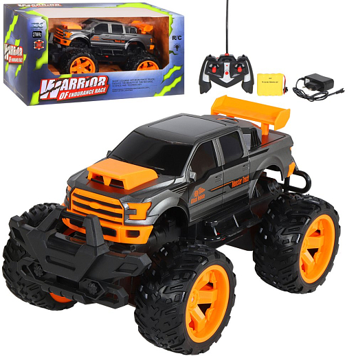 Машинка Монстр-трак на радиоуправлении, с зарядкой, цвет оранжевый, в/к 38*20*19 в Джамбо Тойз