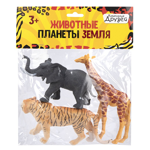 Набор фигурок животных "Дикие Животные" ТМ "КОМПАНИЯ ДРУЗЕЙ", серия "Животные планеты Земля", 3шт, в/п 24,5 х 21 х 4 см в Джамбо Тойз #2