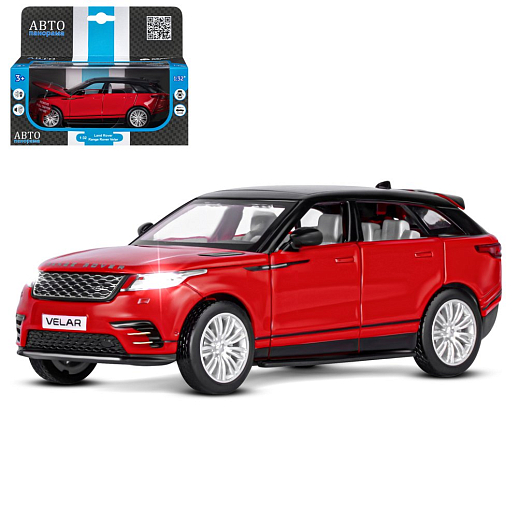 ТМ "Автопанорама" Машинка металлическая 1:32 Range Rover Velar, красный, откр. четыре двери, капот, багажник, свет, звук, инерция, в/к 17,5*12,5*6,5 в Джамбо Тойз
