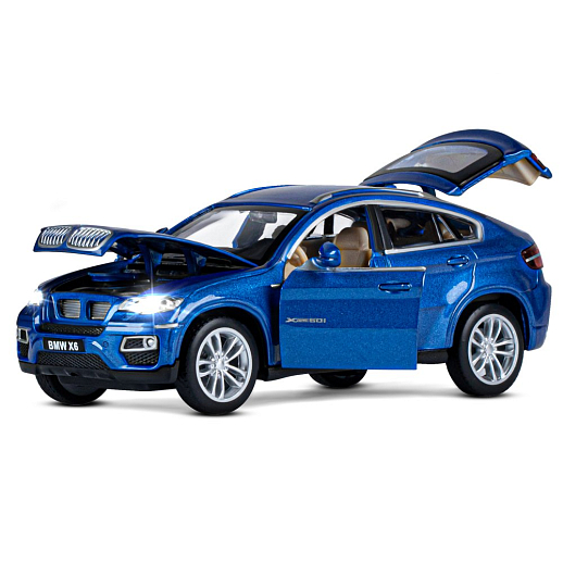 ТМ "Автопанорама" Машинка металлическая 1:32 BMW X6, синий, свет, звук, откр. двери, капот и багажник, инерция, в/к 17,5*13,5*9 см в Джамбо Тойз #7