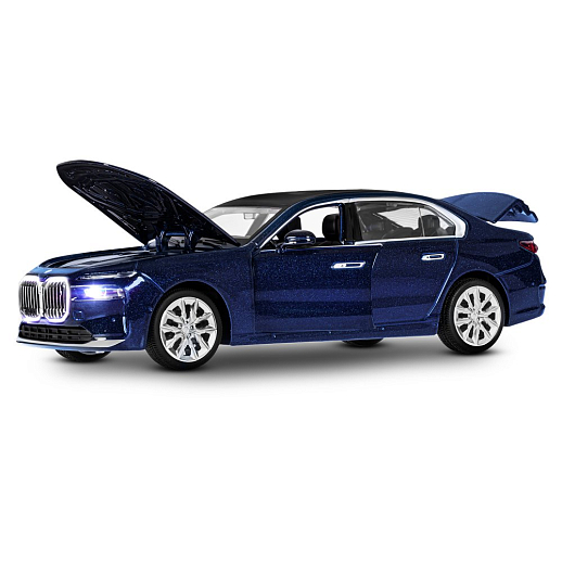 ТМ "Автопанорама" Машинка металлическая, 1:24 BMW I7, голубой, откр. двери и капот, свет, звук, свободный ход колес, в/к 24,5х12,5х10,5 см в Джамбо Тойз #9