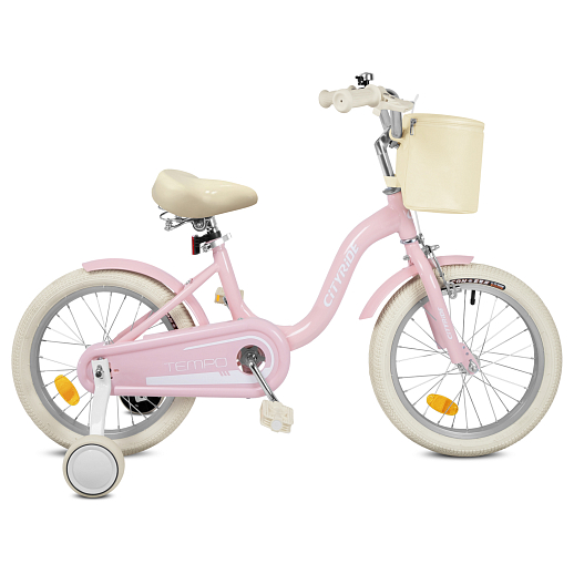 Велосипед CITYRIDE 16", модель CR-B2-09F4, рама сталь, обода алюминий, седло с пружинами, багажник, корзина, балансирные колёса, цвет розовый в Джамбо Тойз #2