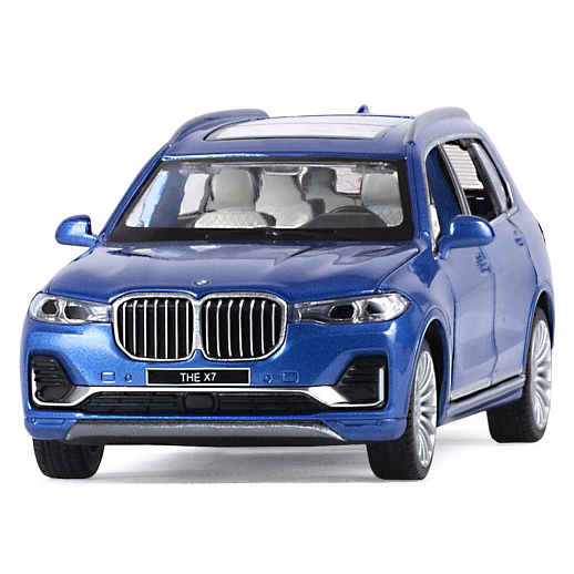 ТМ "Автопанорама" Машинка металлическая 1:32 BMW X7, синий, свет, звук, откр. четыре двери, капот и багажник, инерция, в/к 17,5*13,5*9 см в Джамбо Тойз #3