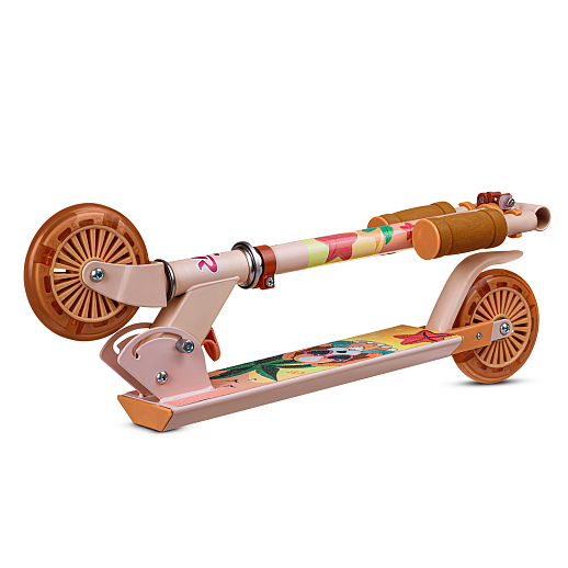 Двухкол. самокат CITYRIDE, ал. 50/50% , t-bar алюм, дека сталь, грипсы 95мм TPR, колеса PVC 120/120 мм, коралловый с принтом в Джамбо Тойз #3