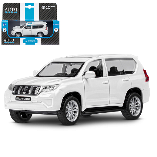 ТМ "Автопанорама" Машинка металлическая 1:42 Land Cruiser Prado, белый,  откр. двери, инерция, в/к 17,5*12,5*6,5 см в Джамбо Тойз
