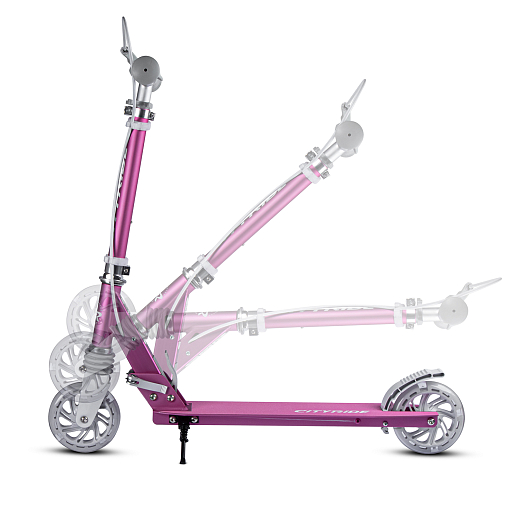 2хкол. самокат CITYRIDE 120MM, ал. 100%. Аморт. передний. Колеса PU 120/120 мм. Подшипники: Abec-9. Грипсы: резина. Хомуты анод, замок на руле. Ручной задний тормоз. Розовый в Джамбо Тойз #12