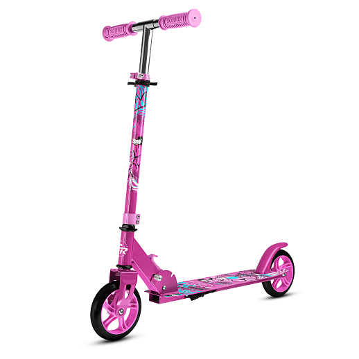 Самокат из 100% стали с полиуретановым колесом диаметром 145 мм, подшипником ABEC-7 грипсы TPR   Размер изделия: 76 * 32 * 96 см Упаковка: 1 шт / коробка, 23*12*68.5 см размер деки:: 51X12 см, розовый в Джамбо Тойз #2