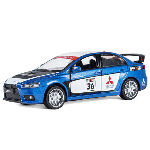 ТМ "Автопанорама" Машинка металлическая 1:32  Mitsubishi Lancer Evolution, синий, откр. двери, капот и  багажник, свет, звук, инерция, в/к 17,5*13,5*9 см в Джамбо Тойз #2