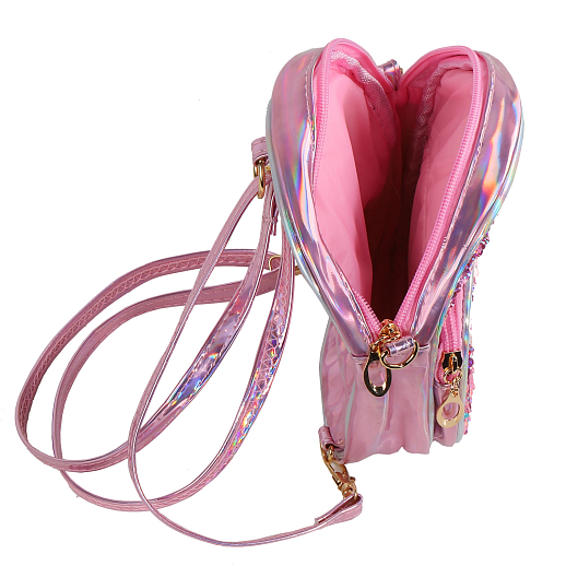 Рюкзачок детский для девочек с пайетками "Мишка", с внешним карманом на молнии, цвет светло-розовый "металлик", 17*18*4 см в Джамбо Тойз #5