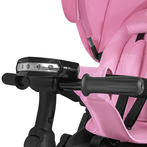 Детский трехколесный велосипед "CITYRIDE LUNAR 2.0". Пятиугольная рама, сиденье 360, складная крыша D600, подножки, надув.колеса 12/10, багажник, сумочка, фара. Цвет розовый в Джамбо Тойз #8