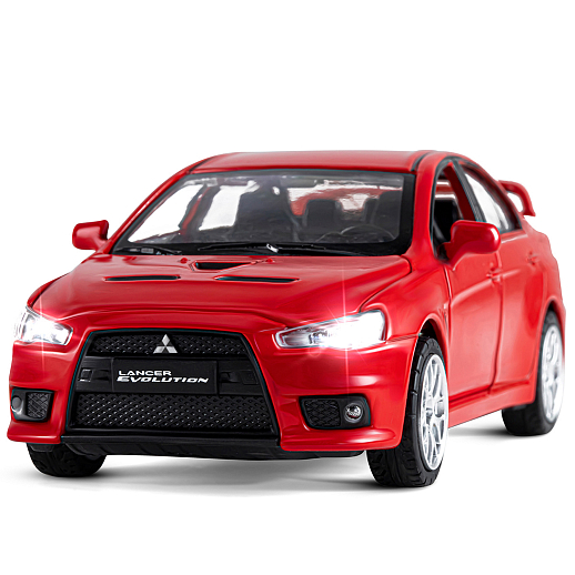 ТМ "Автопанорама" Машинка металлическая 1:32 Mitsubishi  Lancer Evolution, красный, откр. двери, капот и багажник, свет, звук, инерция,  в/к 17,5*12,5*6,5 см в Джамбо Тойз #4